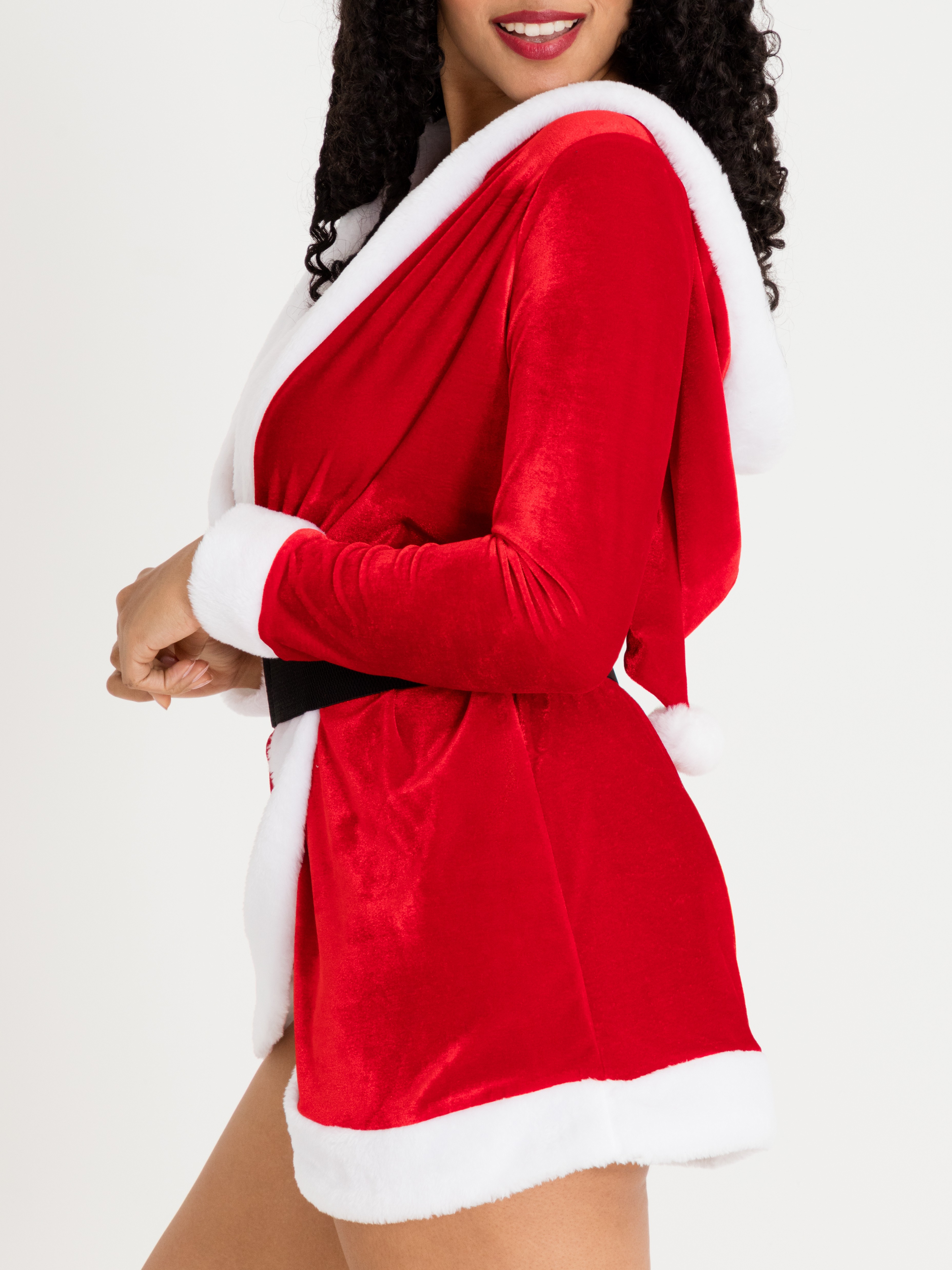 Lovehoney Fantasy Santa Cutie Hooded Wrap Dress, Red, hi-res