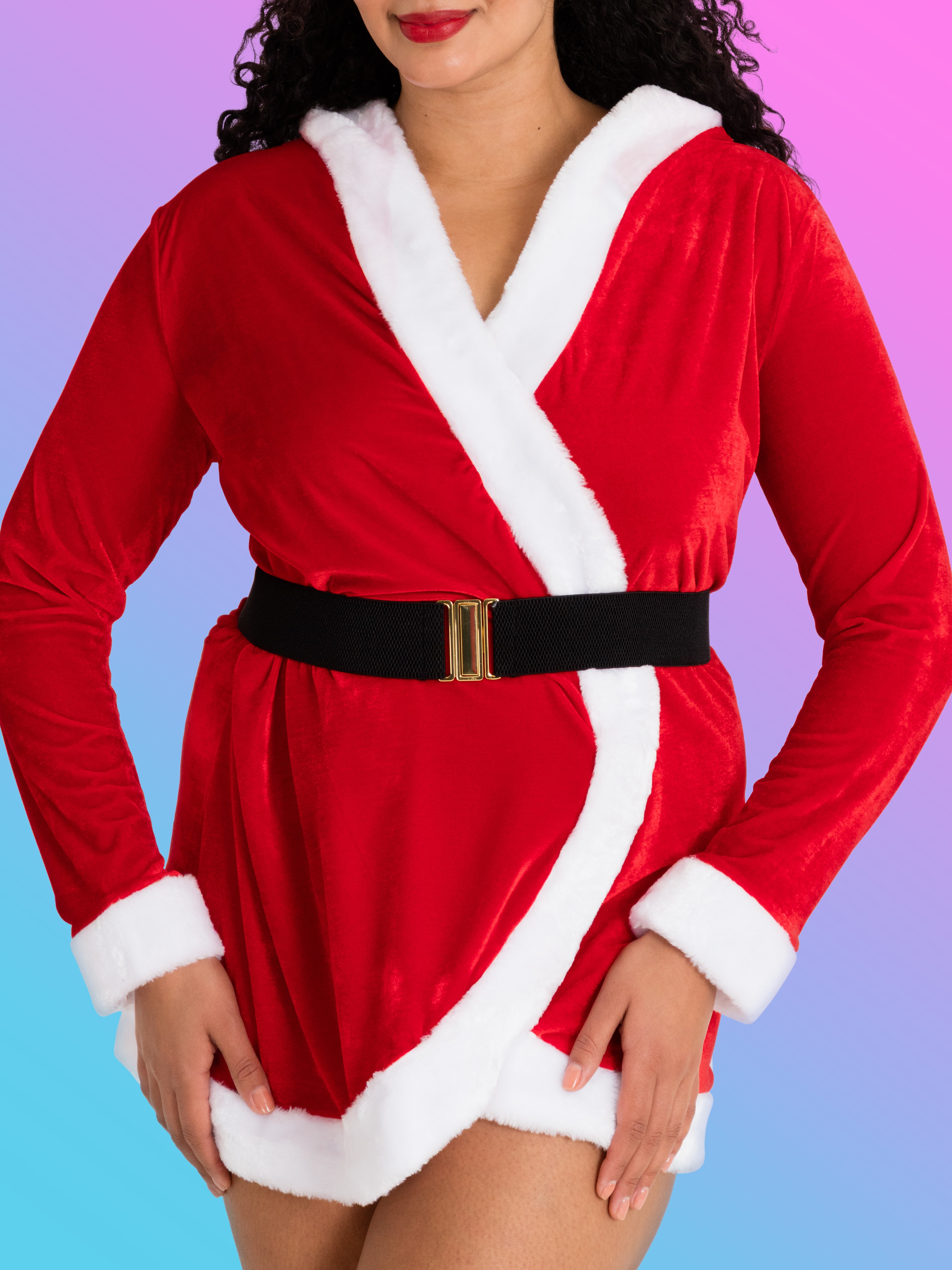 Lovehoney Fantasy Santa Cutie Hooded Wrap Dress, Red, hi-res