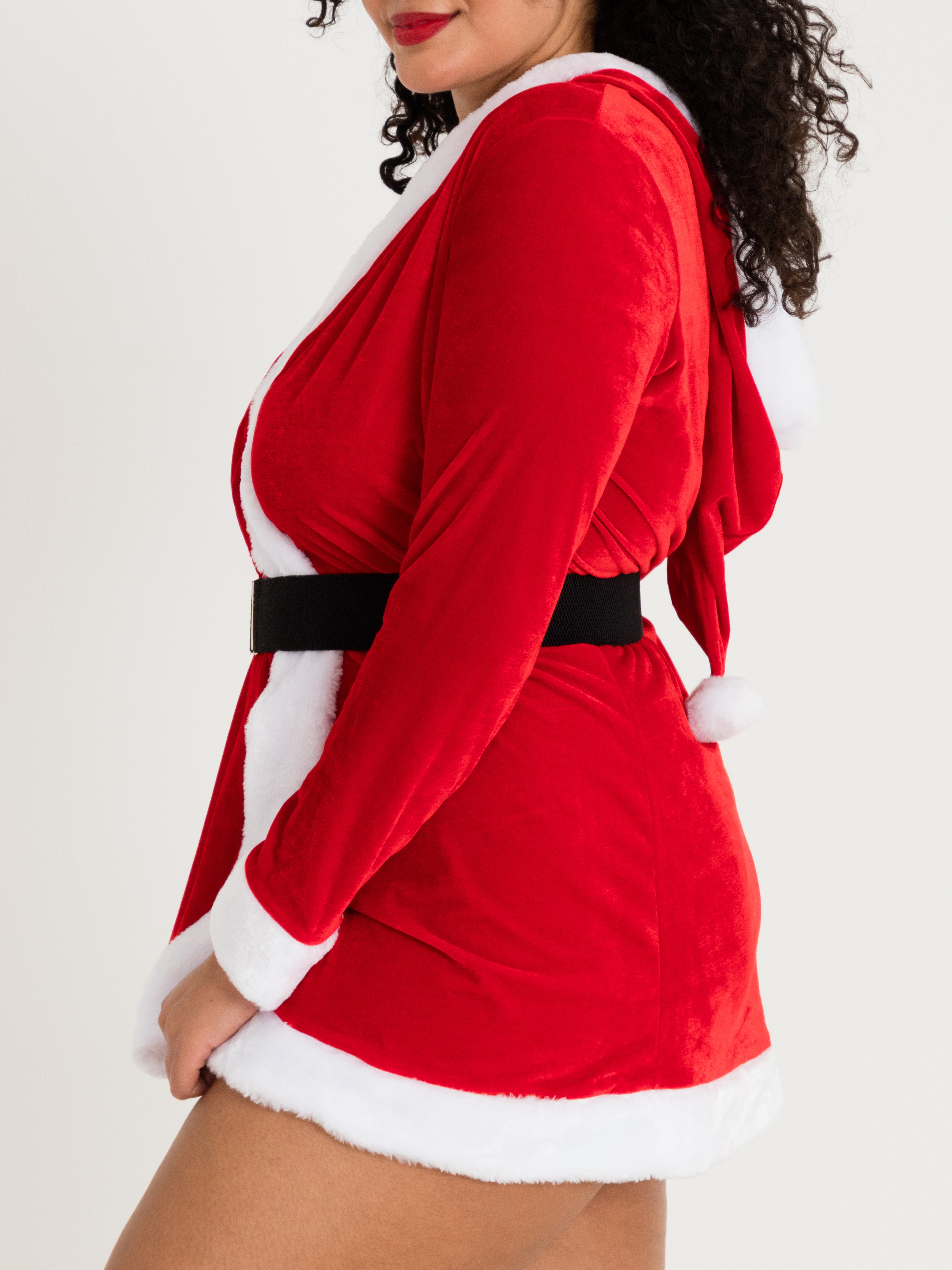 Lovehoney Fantasy Santa Cutie Hooded Wrap Dress, Red, hi-res