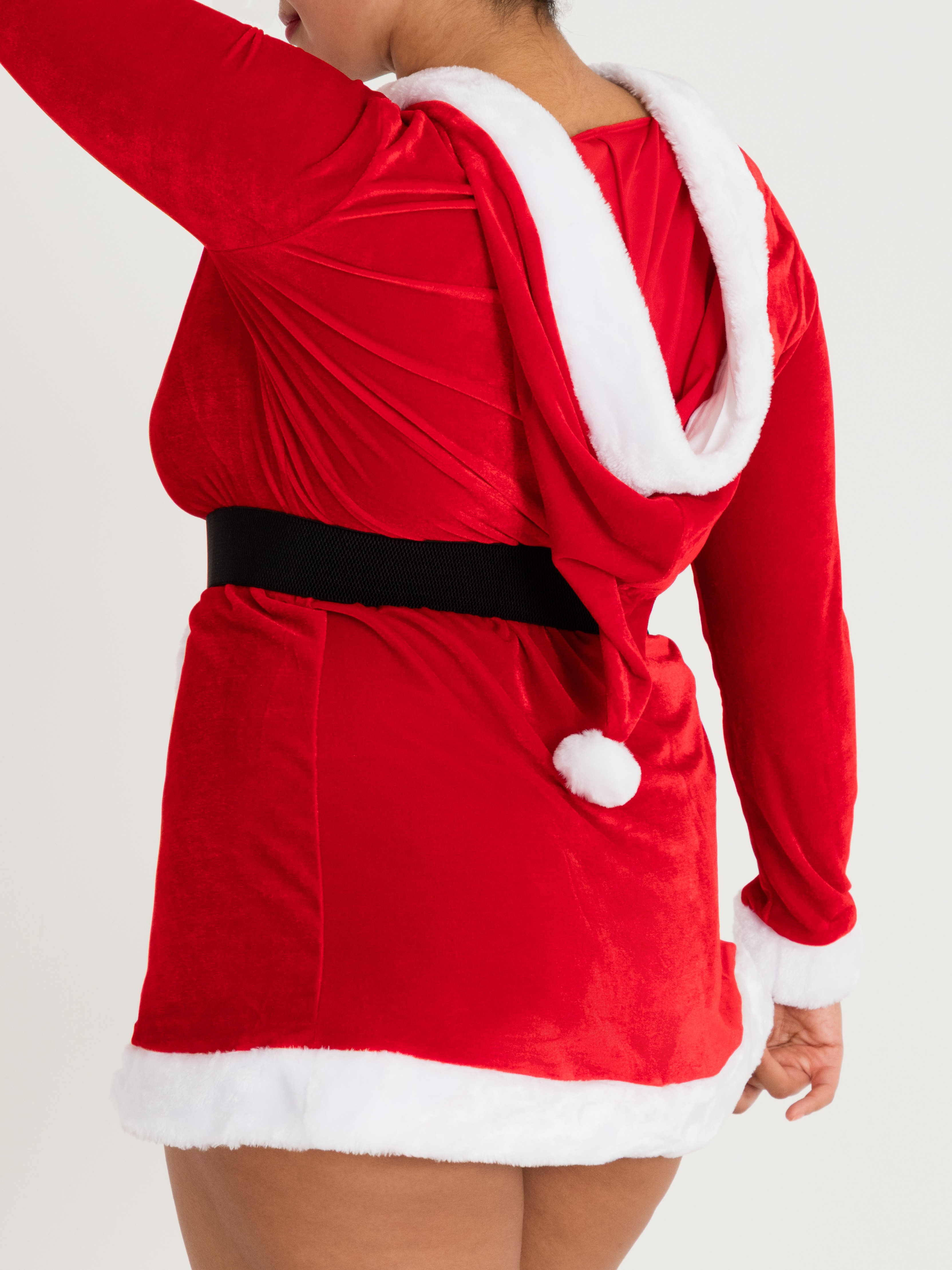Lovehoney Fantasy Santa Cutie Hooded Wrap Dress, Red, hi-res