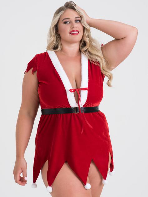 Lovehoney Fantasy Plus Size Red Santa's Helper Dress, Red, hi-res