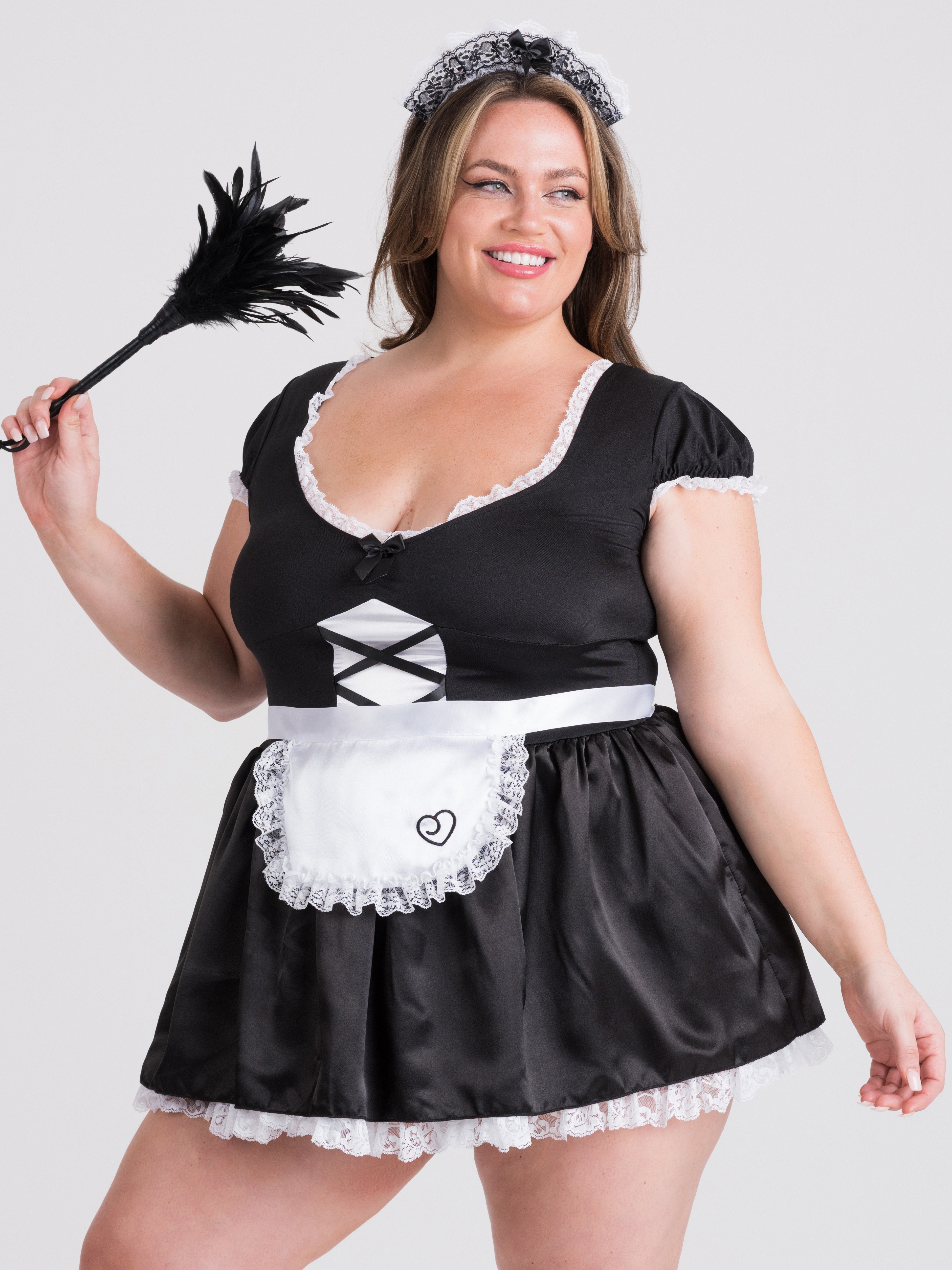 Image of Lovehoney Fantasy Plus Size French Maid Luxe Costume - One Size Queen - Black