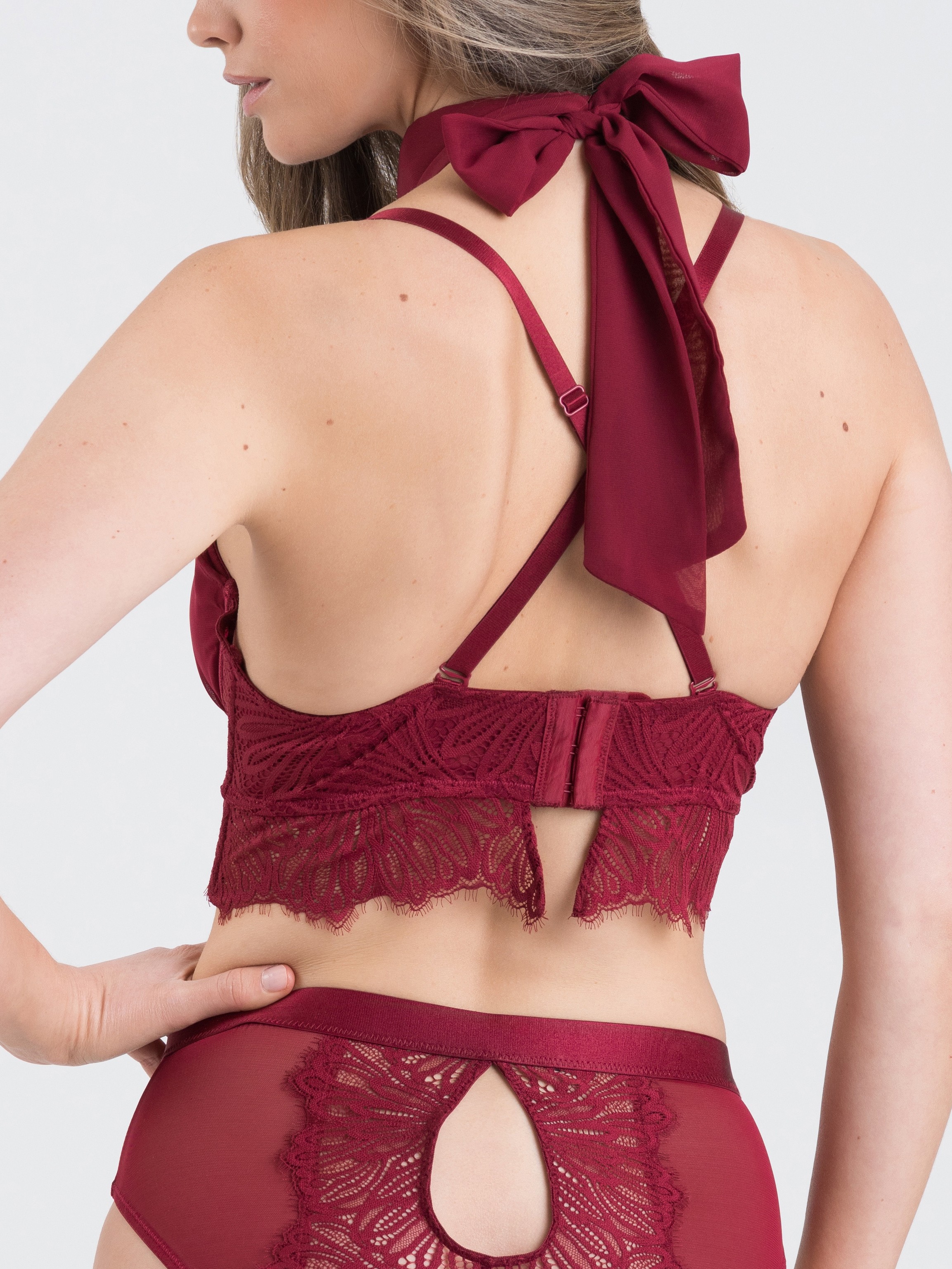 Fifty Shades of Grey Captivate Wine Chiffon Multiway Bra Set, Red, hi-res