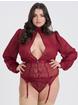 Fifty Shades of Grey Captivate Plus Size Wine Chiffon High Neck Basque Set, Red, hi-res