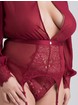 Fifty Shades of Grey Captivate Wine Chiffon High Neck Basque Set, Red, hi-res