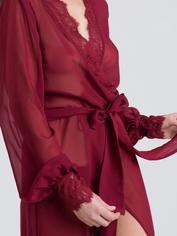 Fifty Shades of Grey Captivate Wine Chiffon and Lace Robe, Red, hi-res