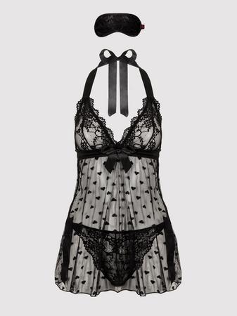 Lovehoney Plus Size Black Lace Babydoll Gift Set