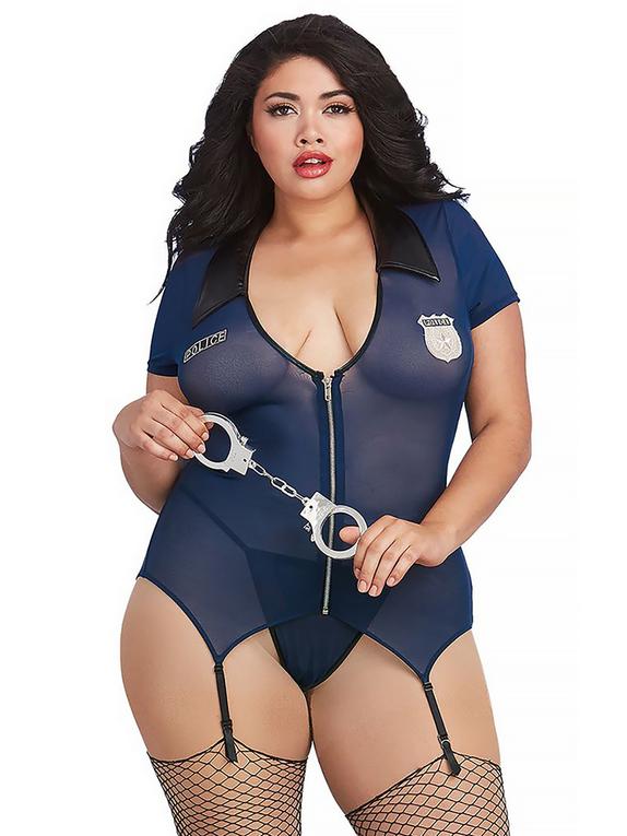 Dreamgirl Lieutenant Lusty Sexy Cop Polizeikostüm (blau), Blau, hi-res