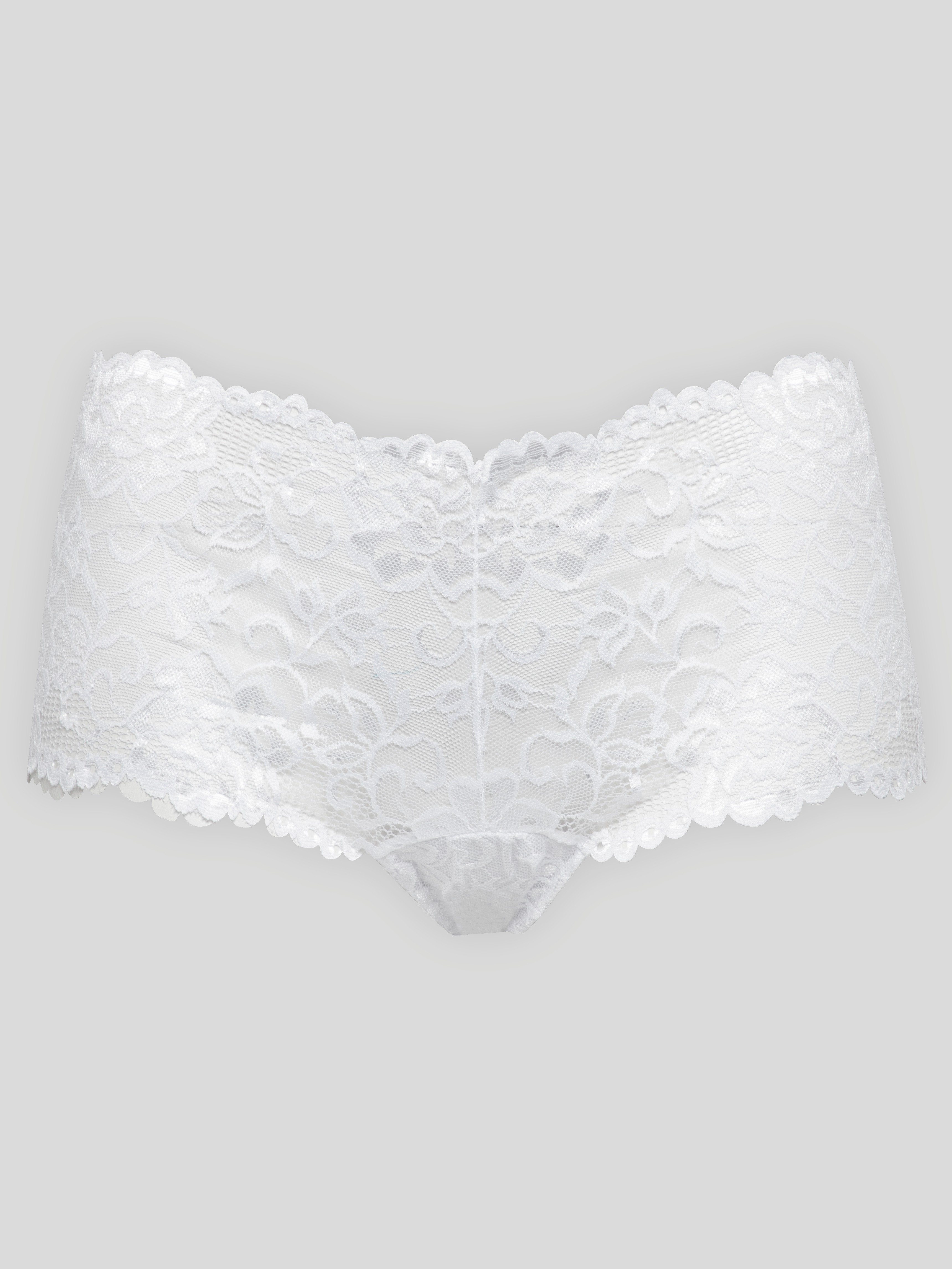 Lovehoney Flirty White Lace Shorts, White, hi-res