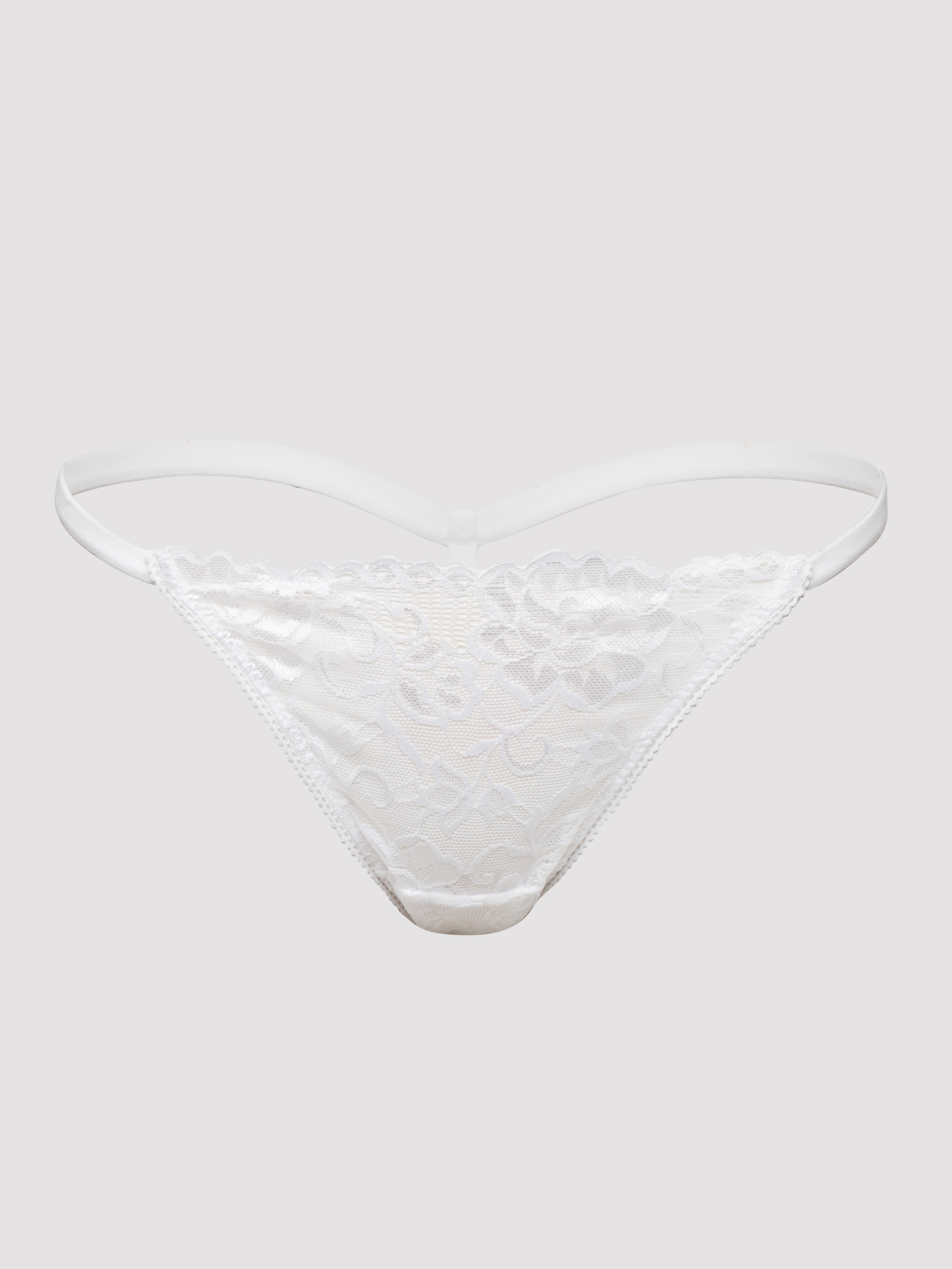 Lovehoney Flirty White Lace G-String - M / L - White