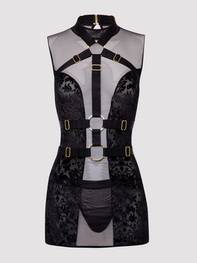 Fifty Shades of Grey Captivate Flocked Mesh Dress and Harness Set