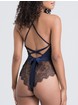 Lovehoney Dark Orchid Navy Satin and Lace Plunge Teddy, Blue, hi-res