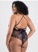 Lovehoney Dark Orchid Navy Satin and Lace Plunge Teddy, Blue, hi-res