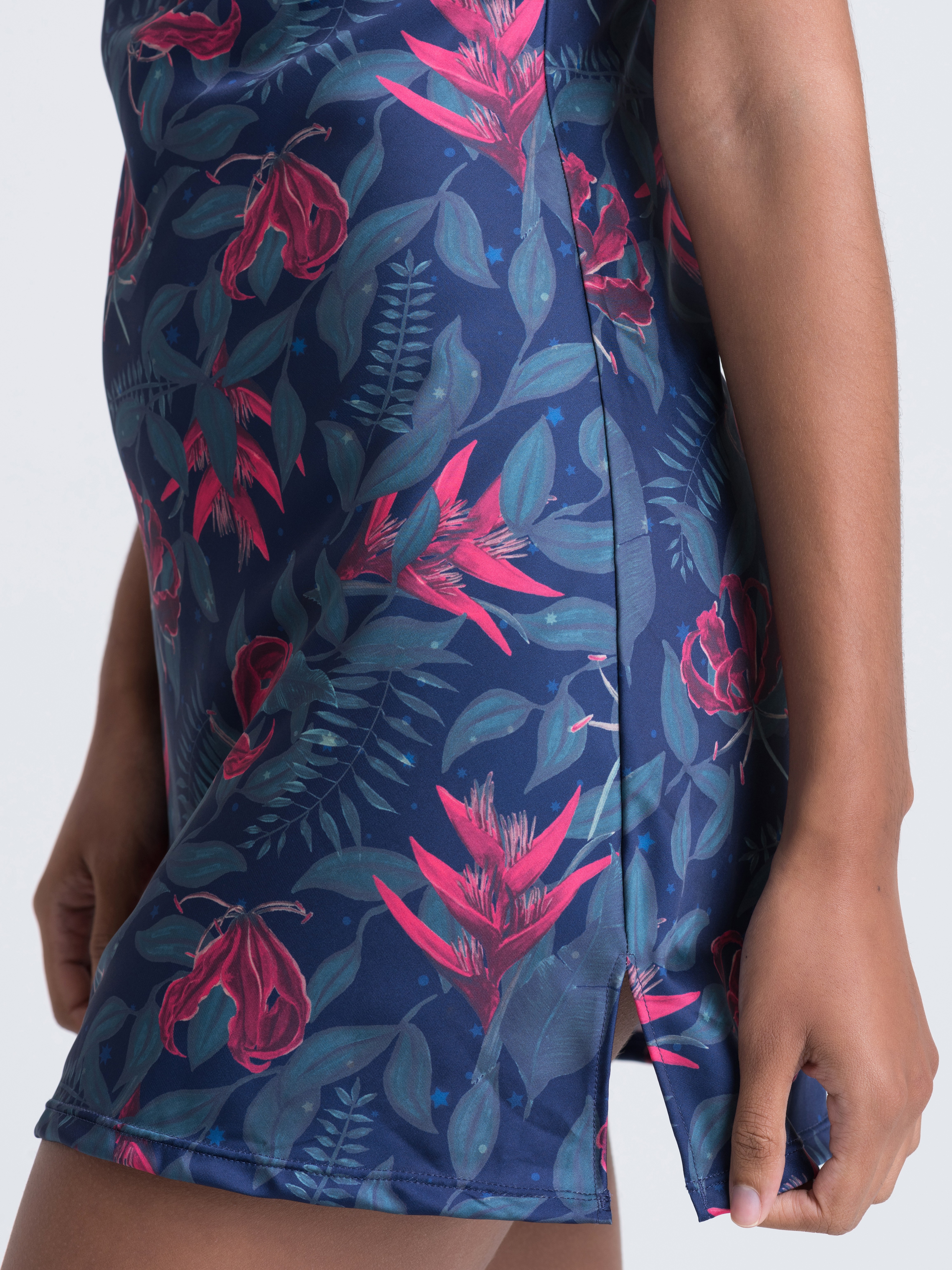 Lovehoney Moonlit Tropics Satin Chemise, Black, hi-res