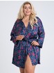 Lovehoney Moonlit Tropics Satin Robe, Black, hi-res