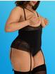 Lovehoney Hourglass Black Smoothing Open-Cup Crotchless Teddy, Black, hi-res
