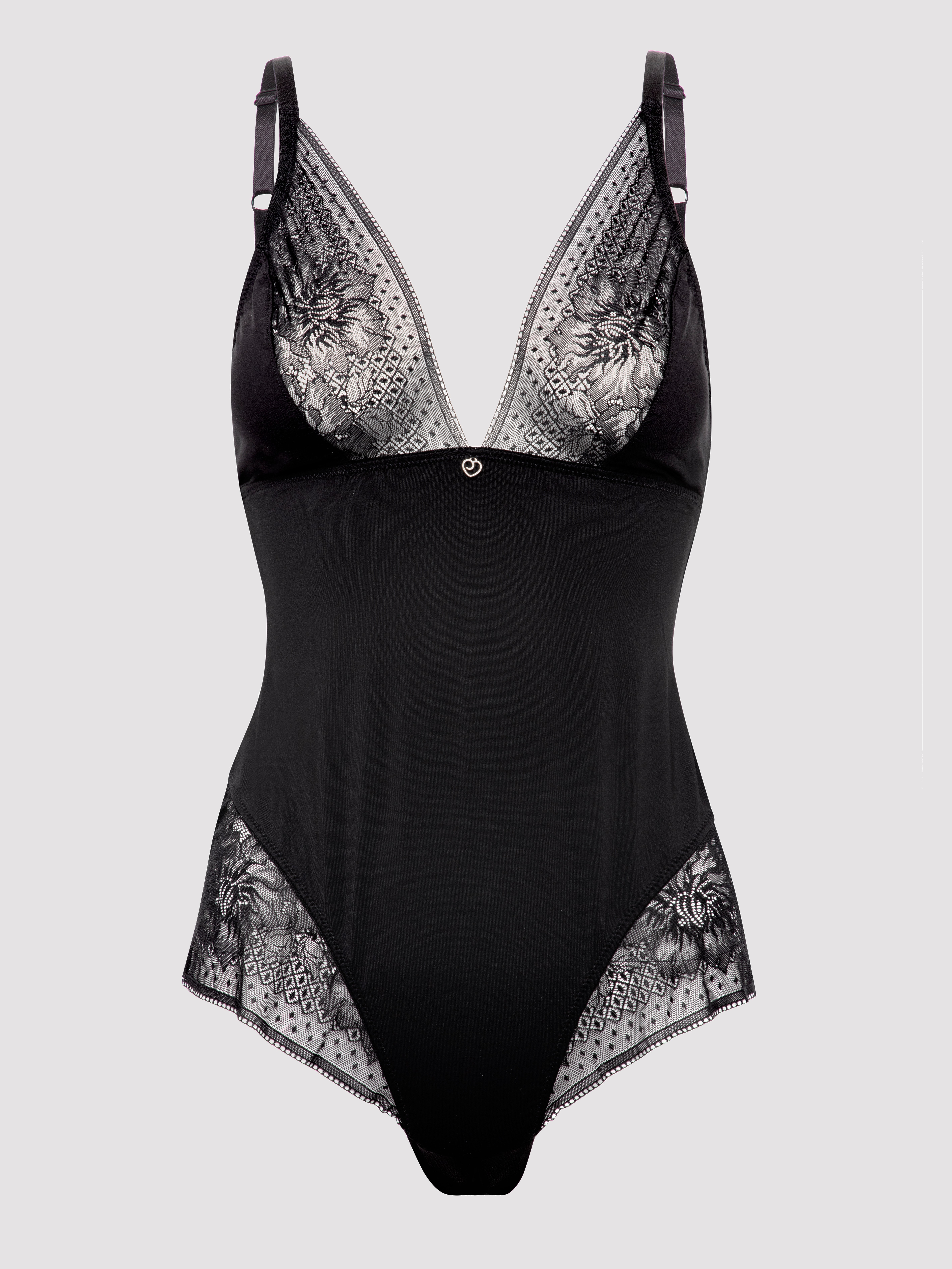 Lovehoney Hourglass Black Smoothing Sleeveless Crotchless Body, Black, vanilla