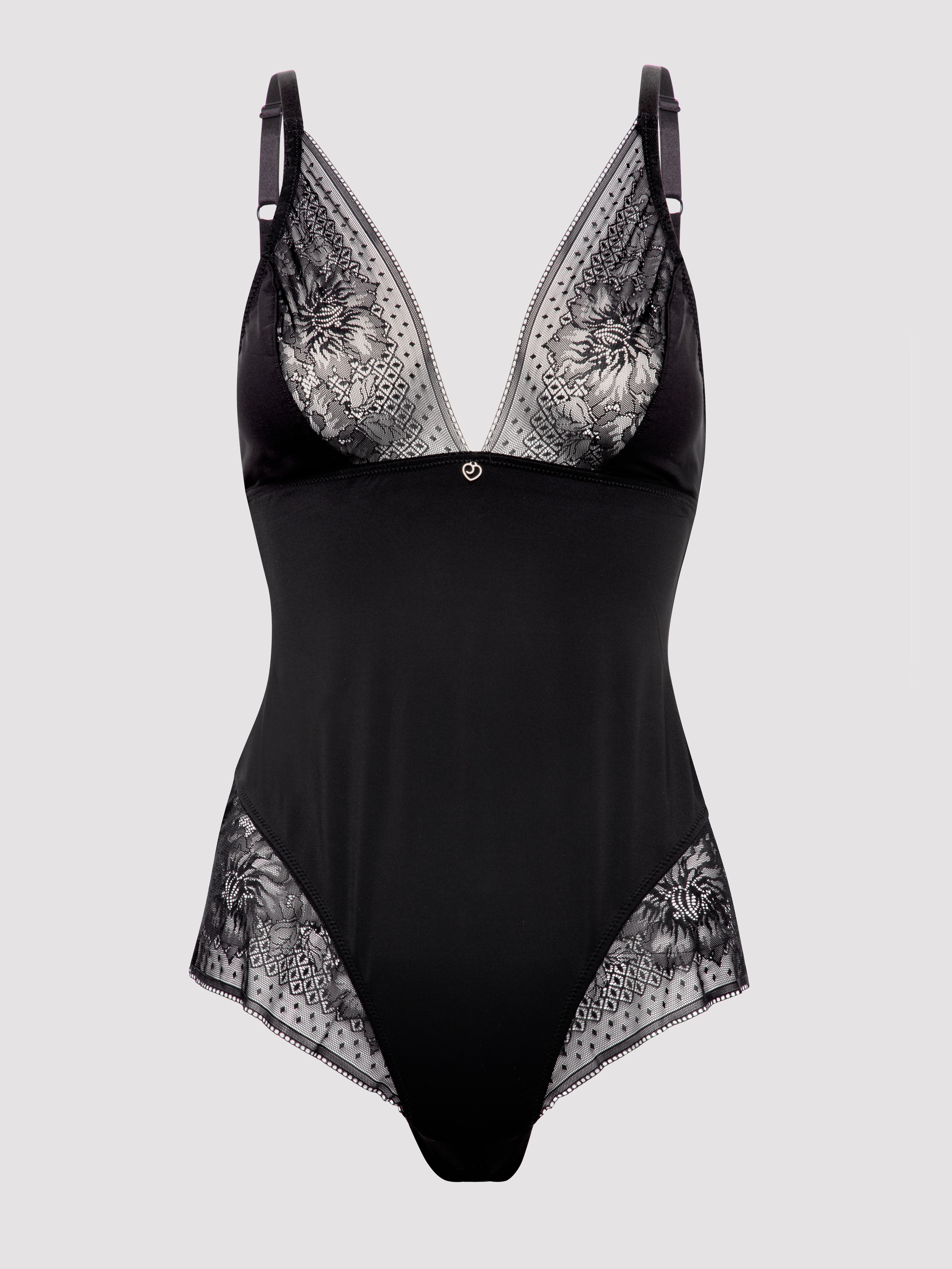 Lovehoney Hourglass Black Smoothing Sleeveless Crotchless Body, Black, vanilla