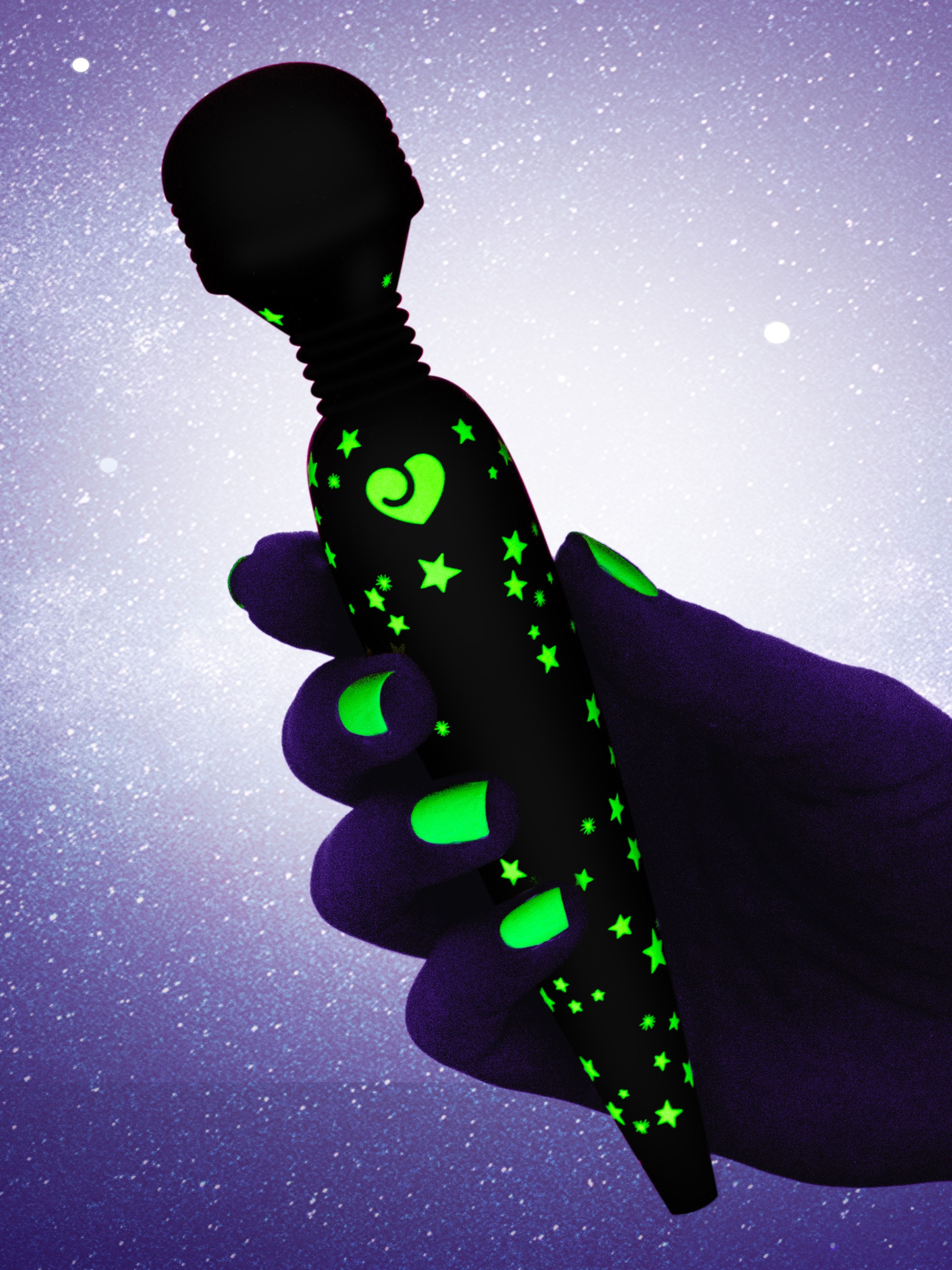 Lovehoney Glow-in-the-Dark Deluxe Mini Massage Wand Vibrator, Glow, hi-res