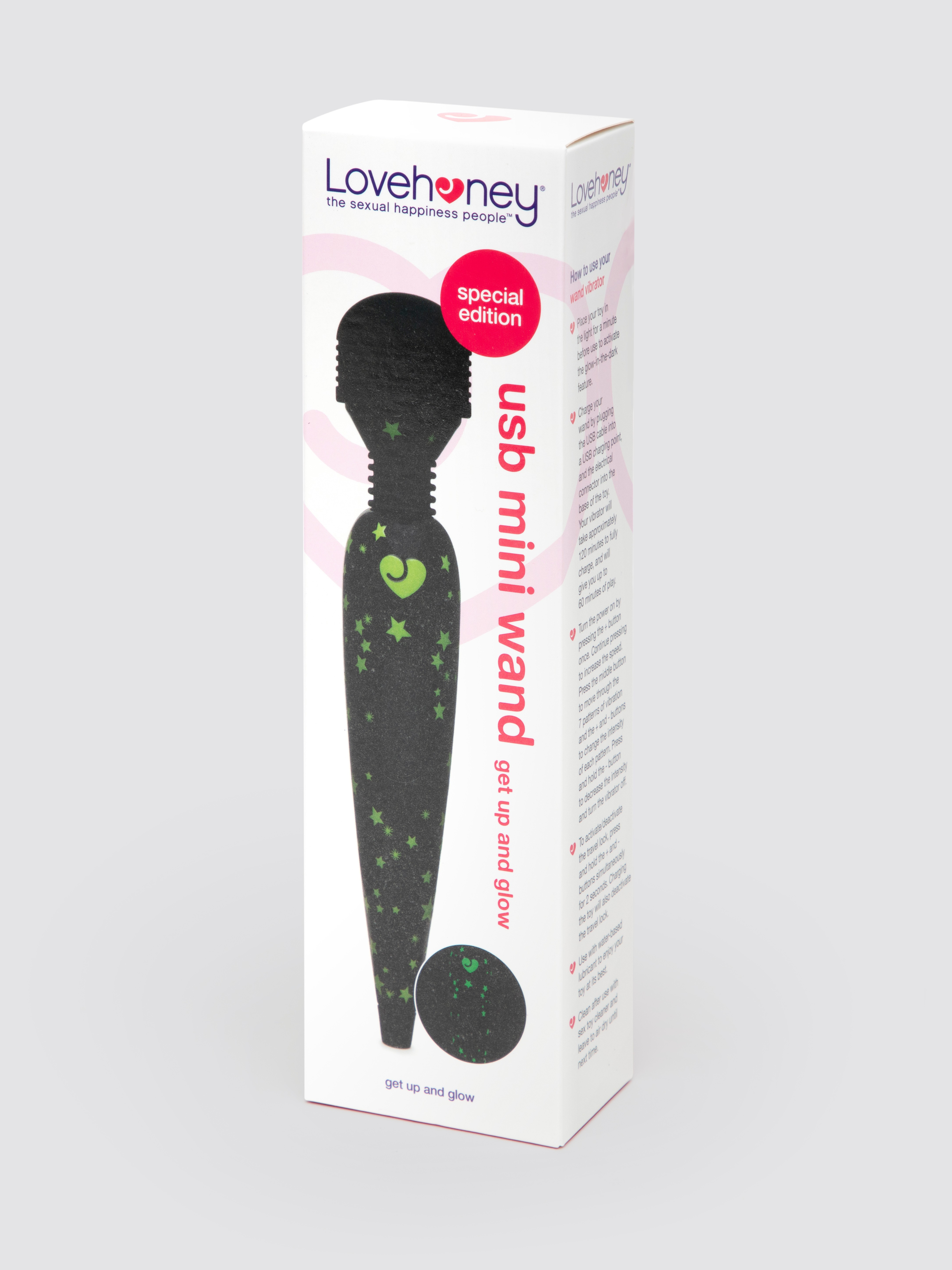 Lovehoney Glow-in-the-Dark Deluxe Mini Massage Wand Vibrator, Glow, hi-res