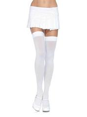 Leg Avenue White Over-the-Knee Opaque Thigh-Highs, , hi-res