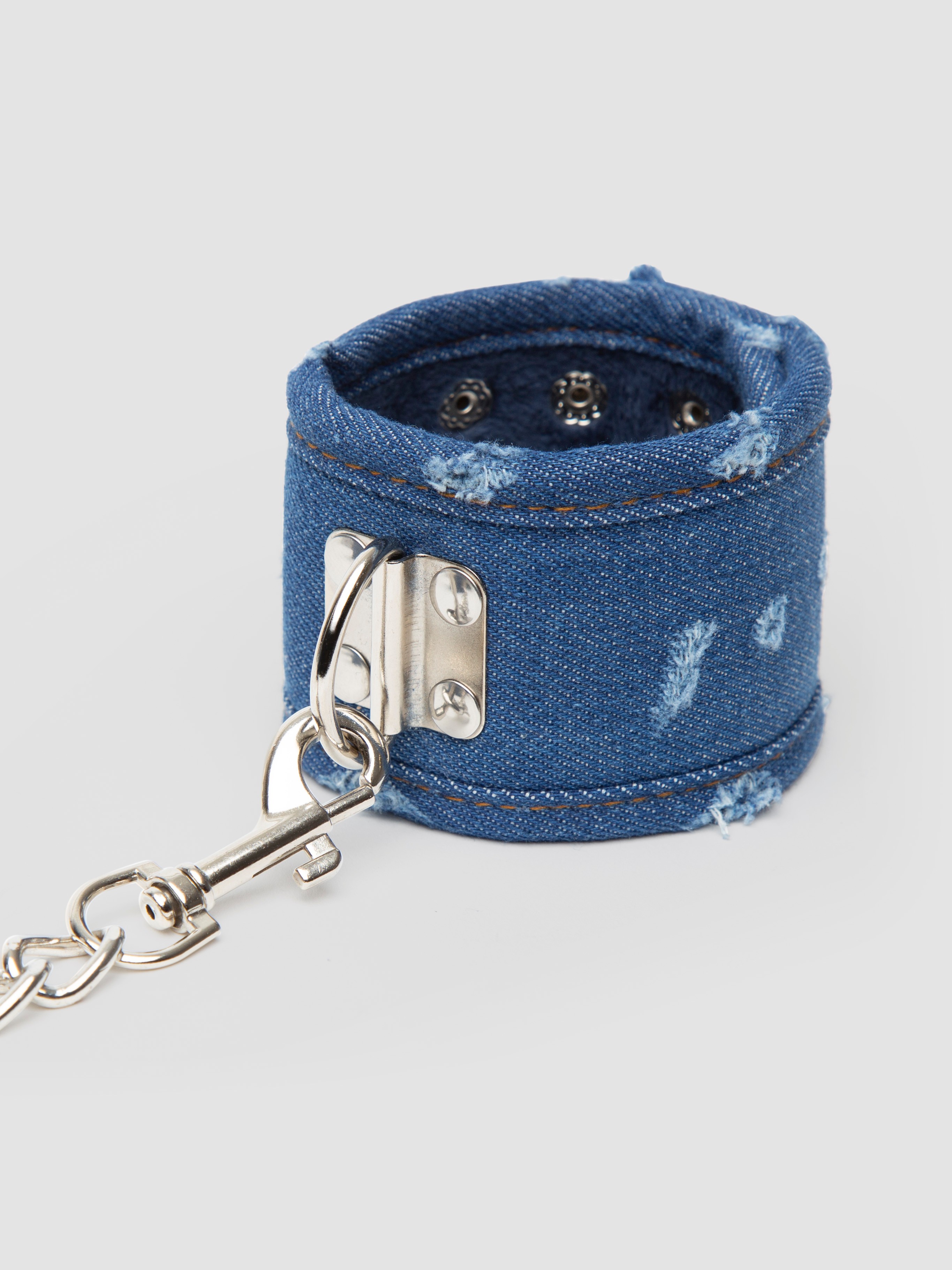 Ouch! Worn Denim Handcuffs, Blue, hi-res