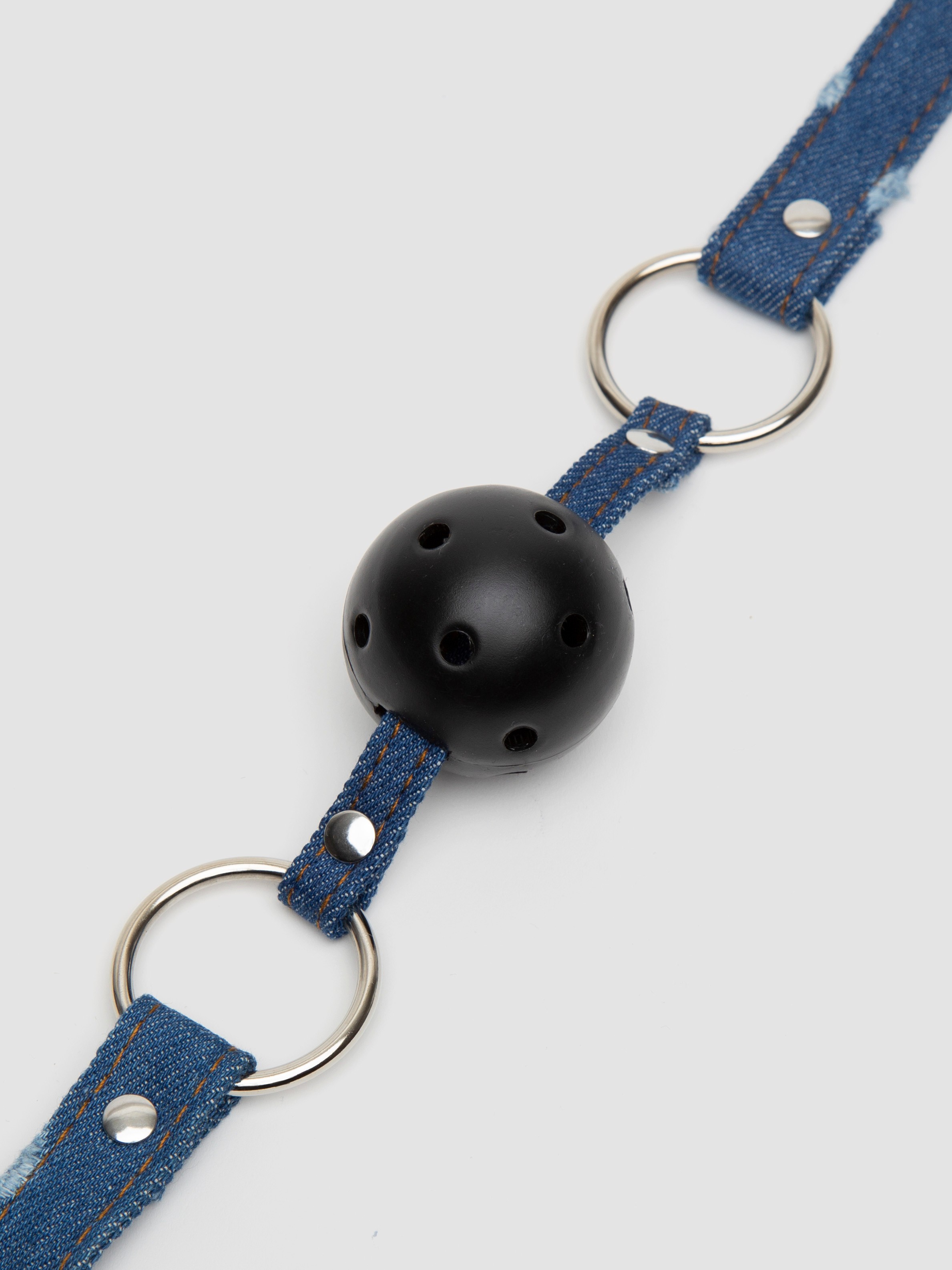 Ouch! Worn Denim Breathable Ball Gag, Blue, hi-res