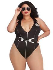 Dreamgirl Plus Size Black Officer Naughty Body Costume , Black, hi-res