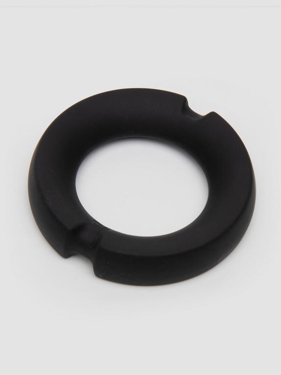 Doc Johnson Silicone-Covered Metal Cock Ring, Black, hi-res