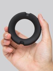 Doc Johnson Silicone-Covered Metal Cock Ring, Black, hi-res