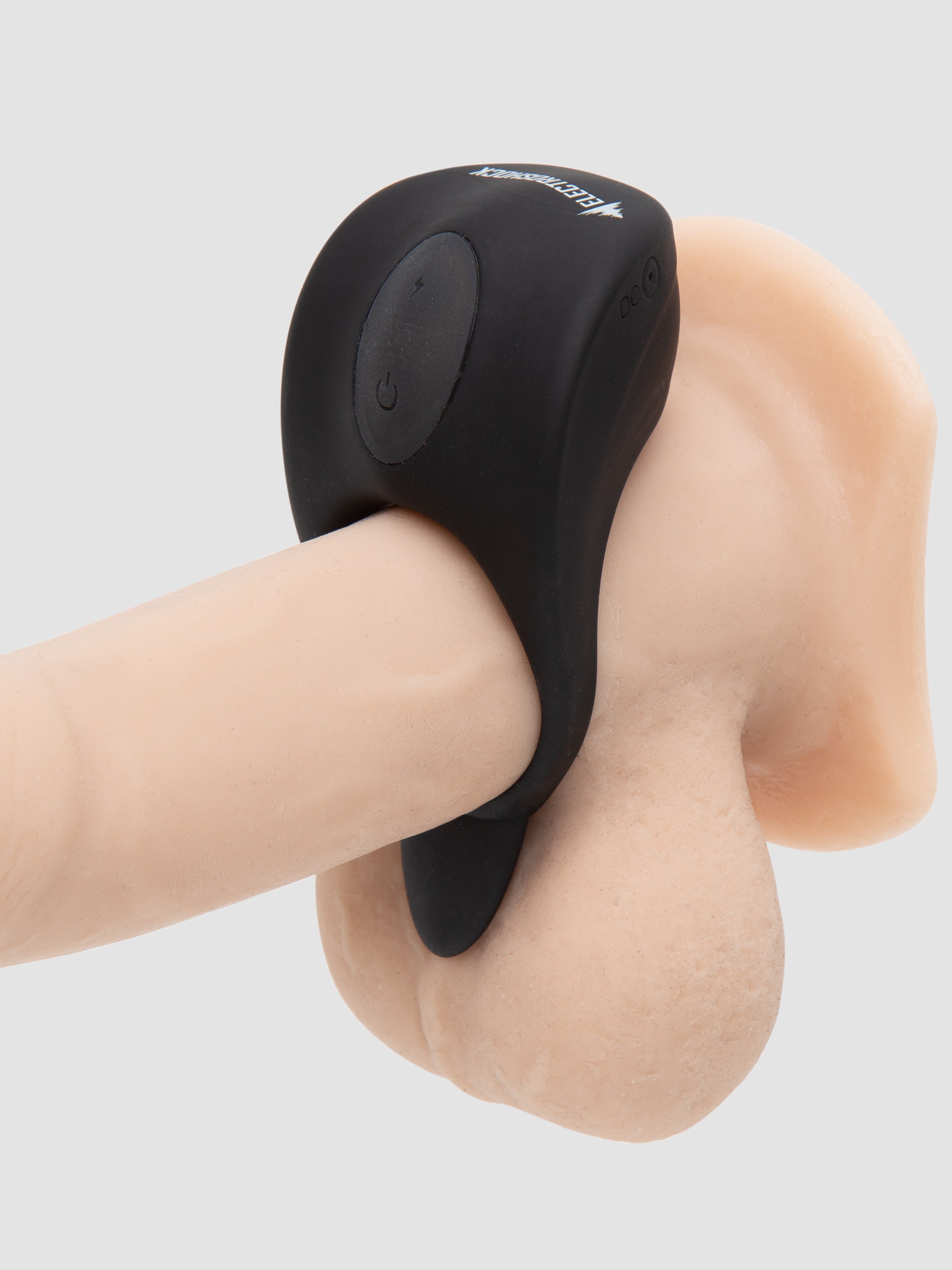 ElectroShock Vibrating Electrostim Cock Ring, Black, hi-res