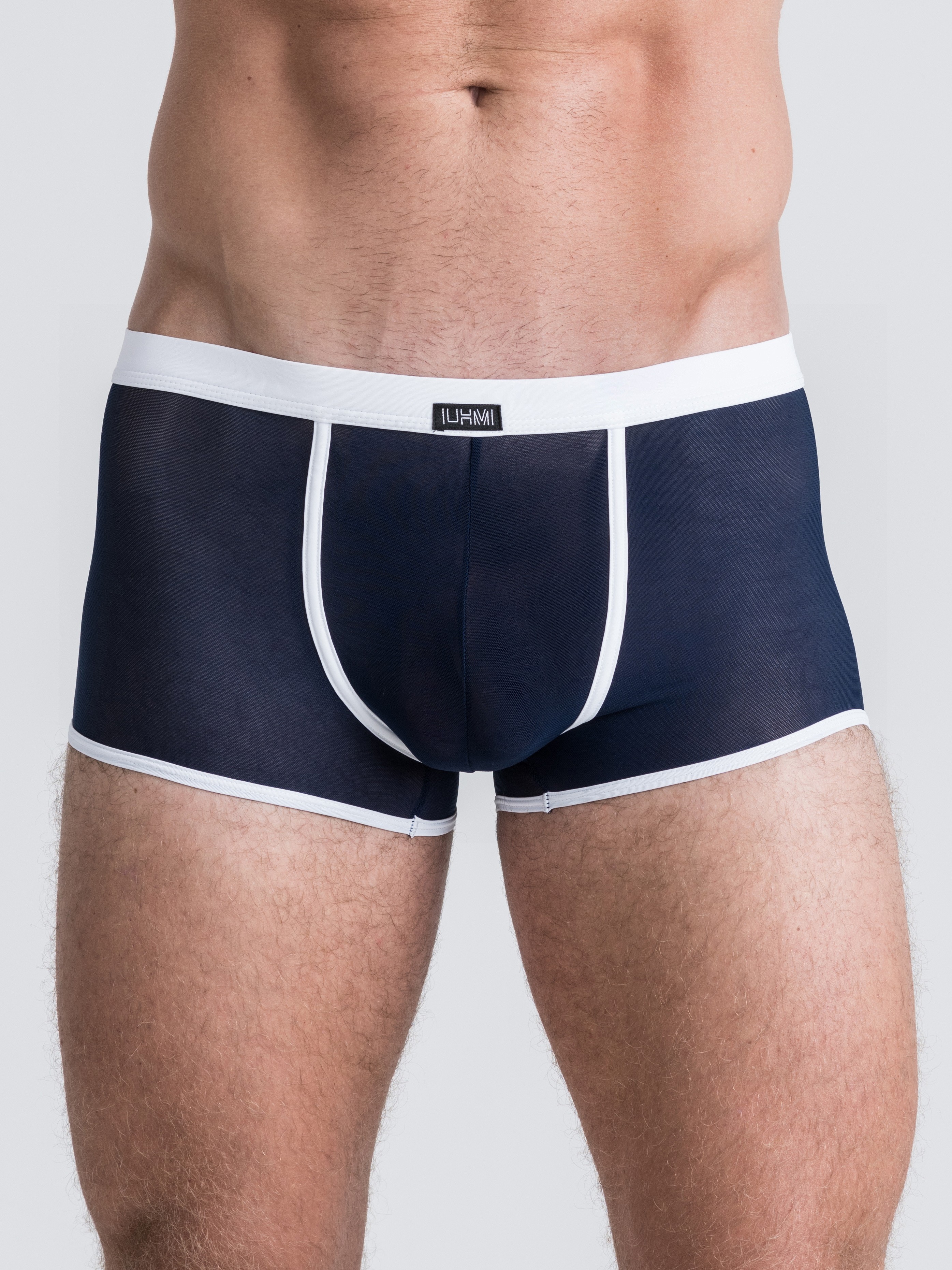 LHM Navy Mesh Boxer Shorts, White, hi-res