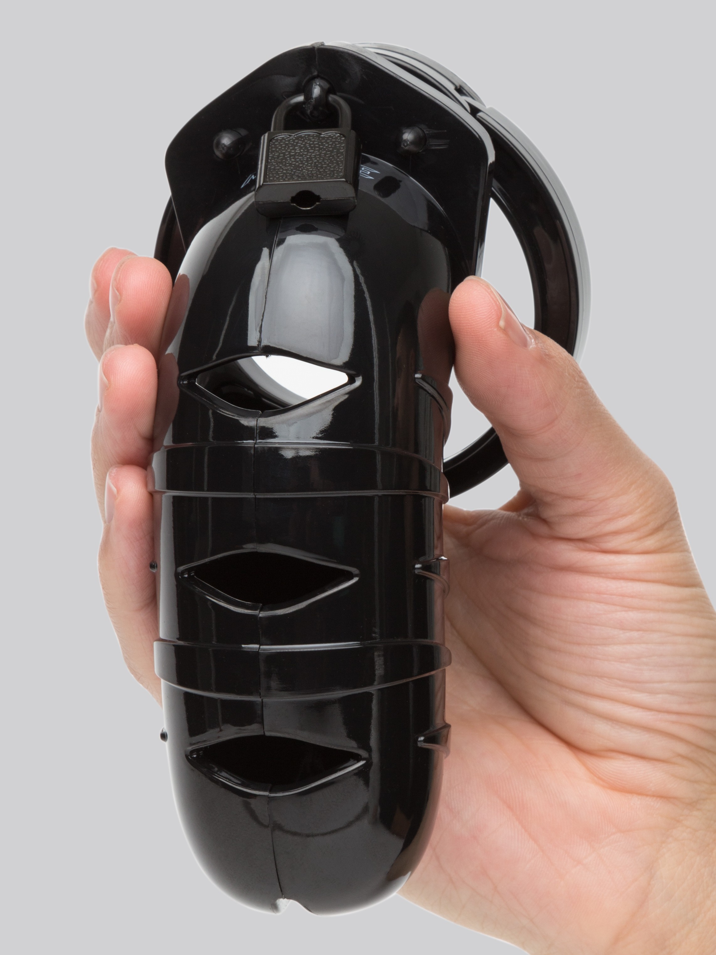 Man Cage Large Plastic Chastity Cage 5.5 Inch, Black, hi-res