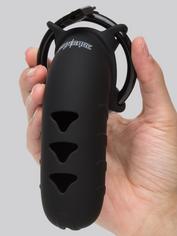Man Cage Large Silicone Chastity Cage 5 Inch, Black, hi-res