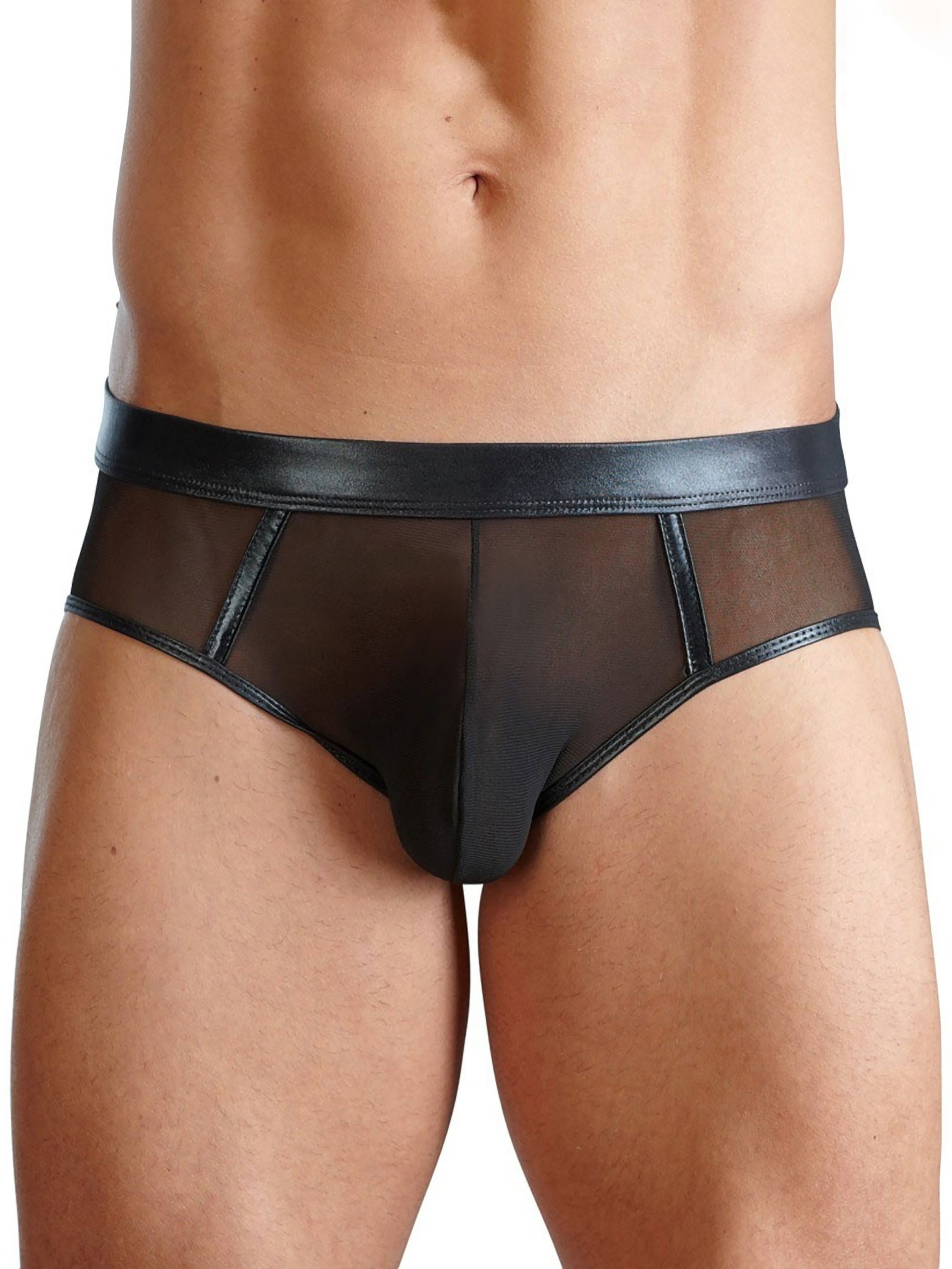 Svenjoyment Black Mesh Open-Back Briefs, Black, hi-res