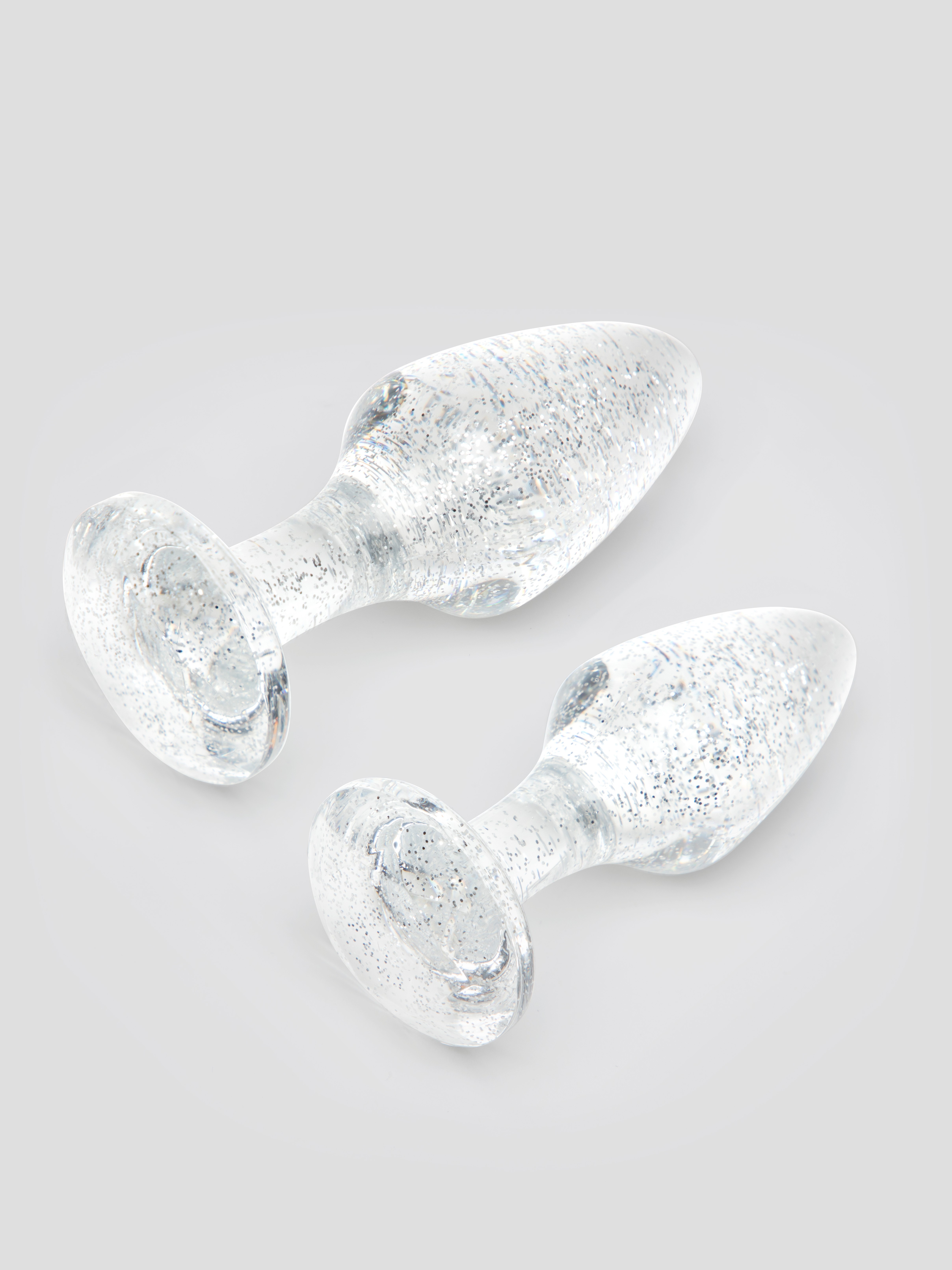 Lovehoney Double Booty Glitter Butt Plug Set, Clear, hi-res
