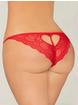 Seven 'til Midnight Black Lace Crotchless Heart Cut-Out Thong, Red, hi-res