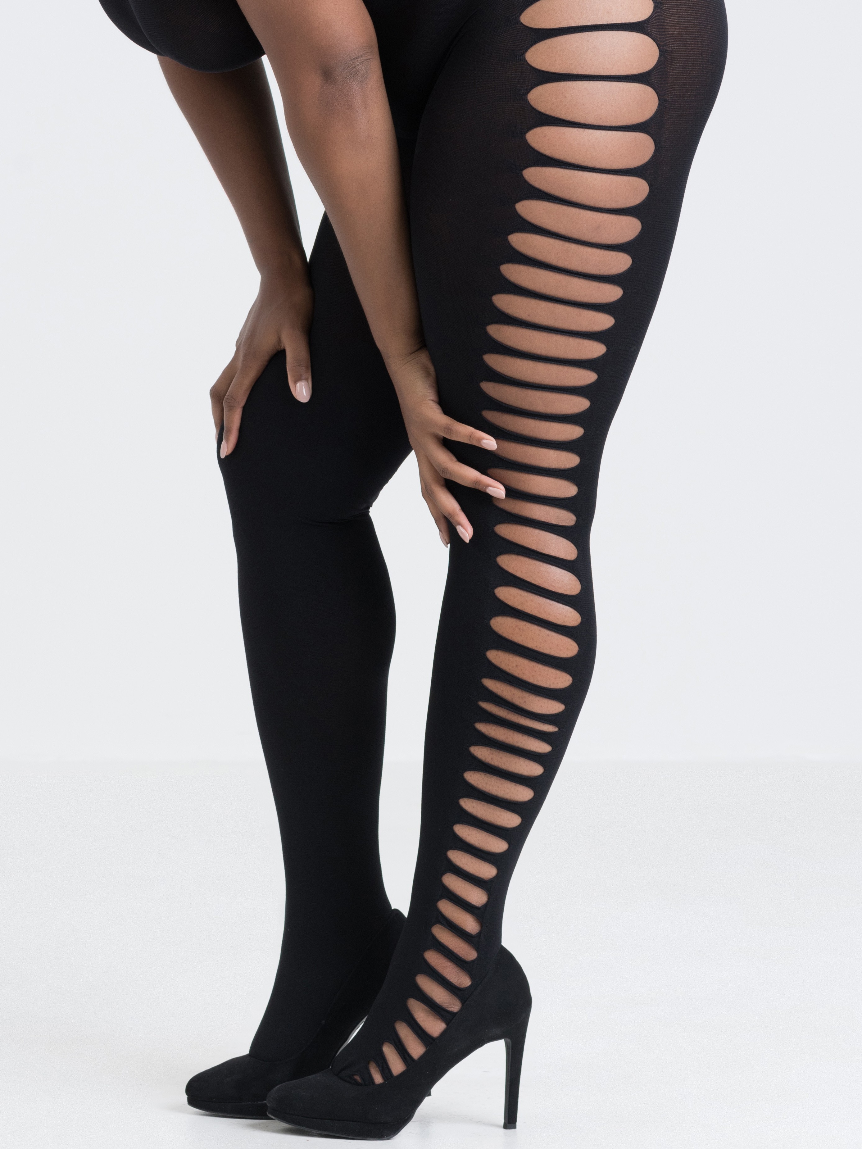 Lovehoney Crotchless Side Cut-Out Bodystocking, Black, hi-res