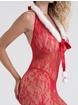 Lovehoney Fantasy Red Lace Santa Crotchless Bodystocking, Red, hi-res