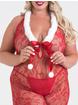 Lovehoney Fantasy Red Lace Santa Crotchless Bodystocking, Red, hi-res