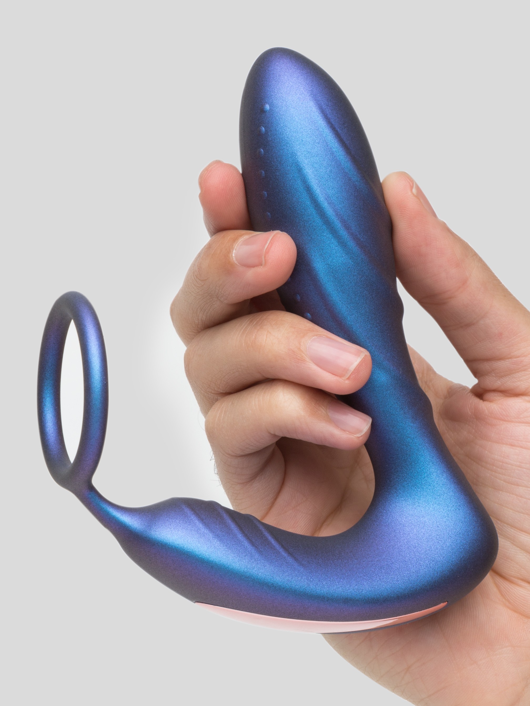 Hueman Black Hole Galactic Silicone Remote Control Cock Ring Butt Plug, Purple, hi-res