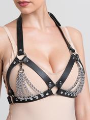 DOMINIX Deluxe Leather and Chain Bra Set, Black, hi-res