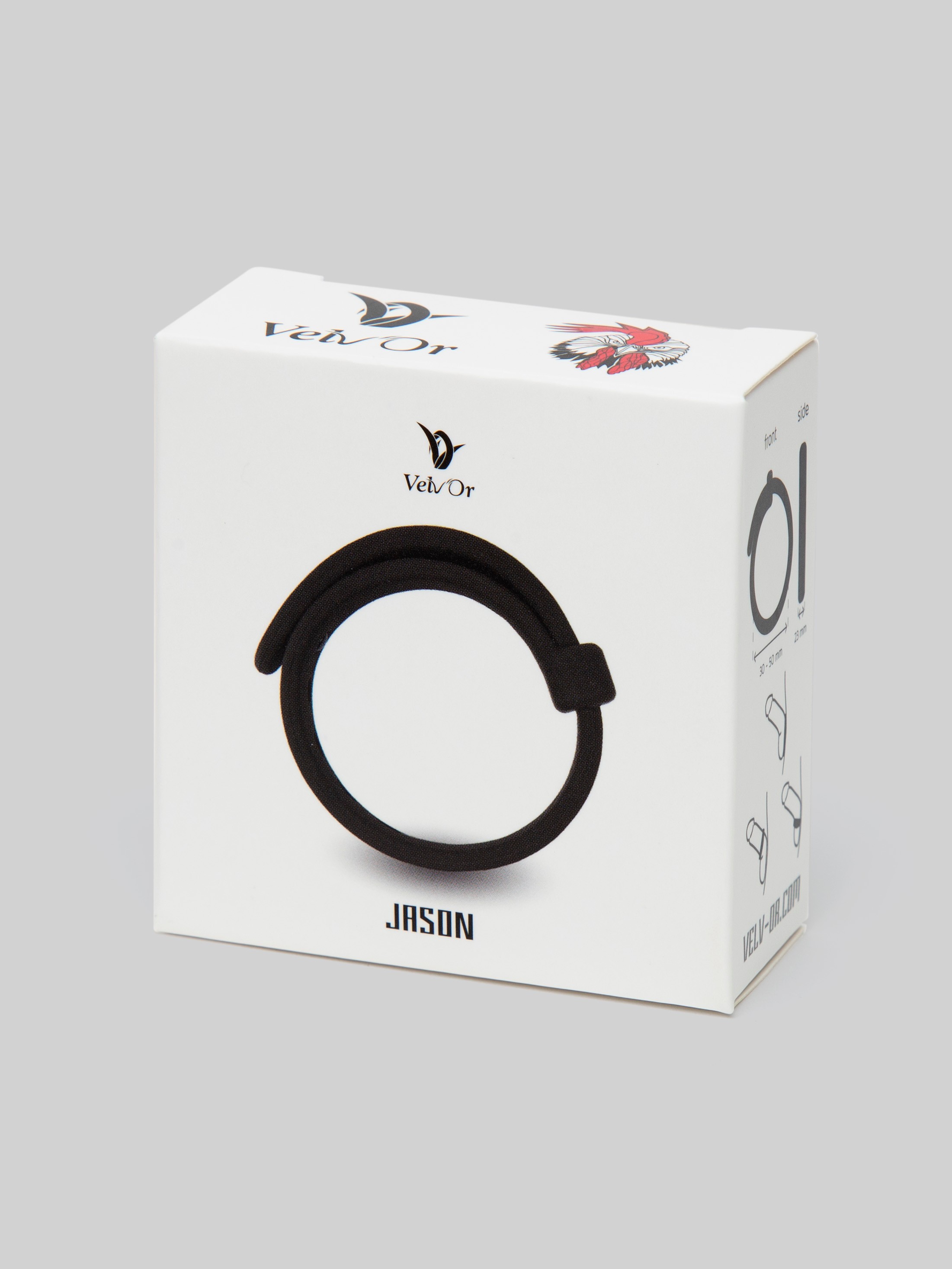 Velv'Or Rooster Jason Adjustable Silicone Cock Ring, Black, hi-res