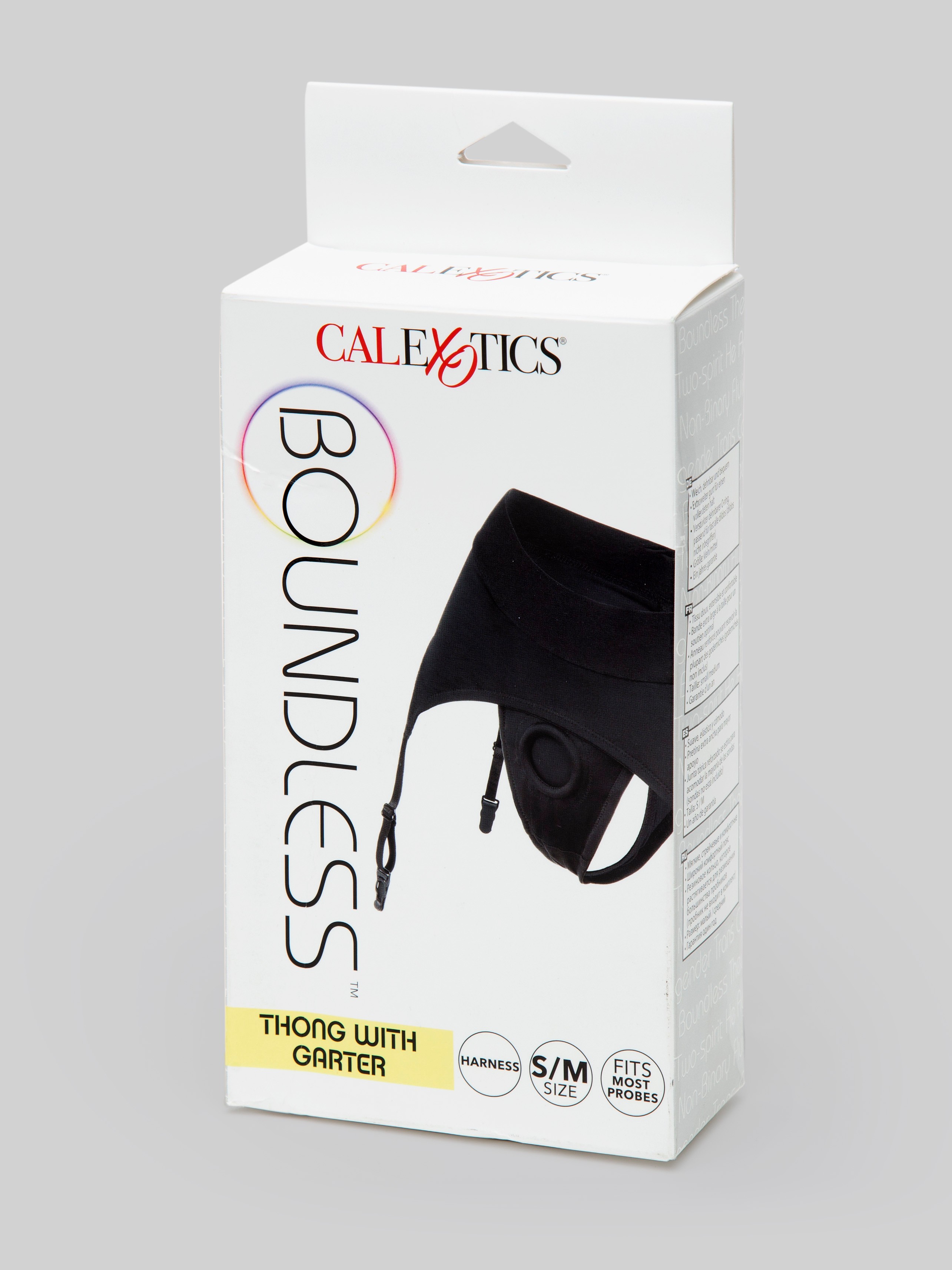 CalExotics Boundless Strap-On Garter Thong, Black, hi-res