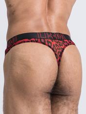 LHM Red Leopard Print Mesh Thong, Red, hi-res