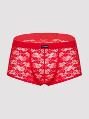 LHM Red Lace Boxer Shorts, Red, hi-res