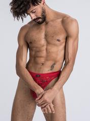 LHM All Over Lace Thong for Men, Red, hi-res
