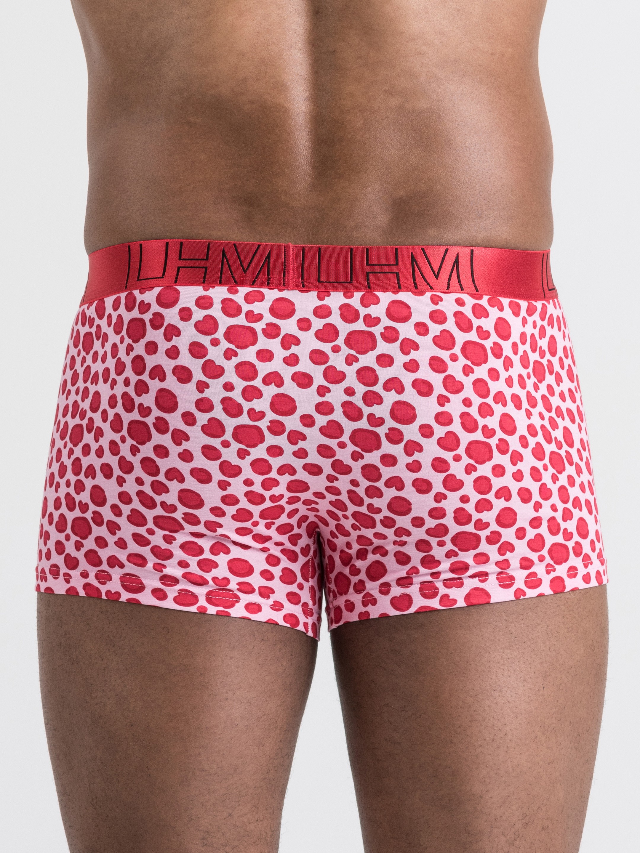 LHM Leopard Hearts Pink Modal Boxer Shorts, Pink, hi-res
