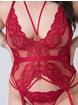 Lovehoney Plus Size Tiger Lily Red Floral Lace Bustier Set, Red, hi-res