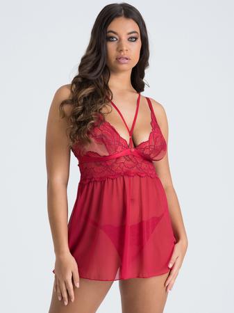 Lovehoney Tiger Lily Red Floral Lace Babydoll Set